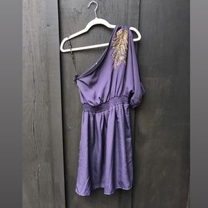 Sugarlips one shoulder beaded leaf dress